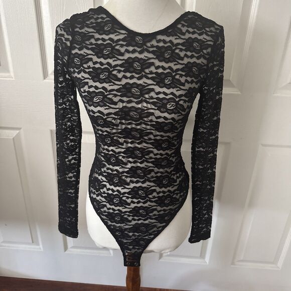 Forever 21 LOT Of Two Lace Bodysuits Small Black Maroon Whimsigoth Romantic - Picture 1 of 14